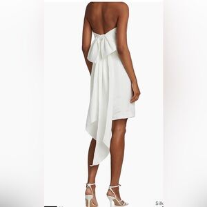 Amsale Strapless Silk Faille Bow Mini Dress
